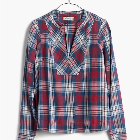 Indigo-Dyed Popover Shirt in Casey Plaid - Size:M - Picture 2 of 10